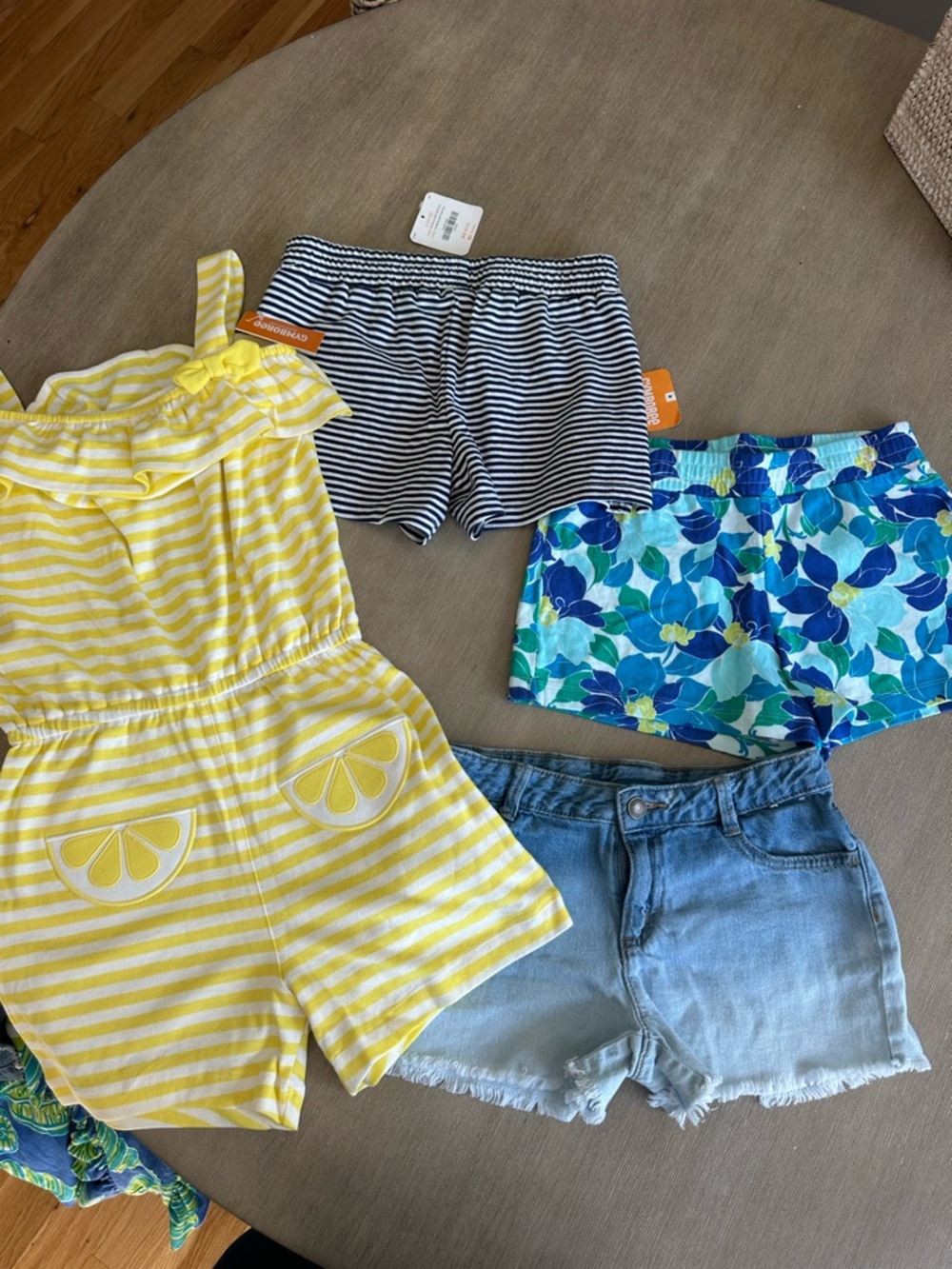 Girls Gymboree summer romper and short lot 10 Yellow, Navy, Blue, Denim nwt